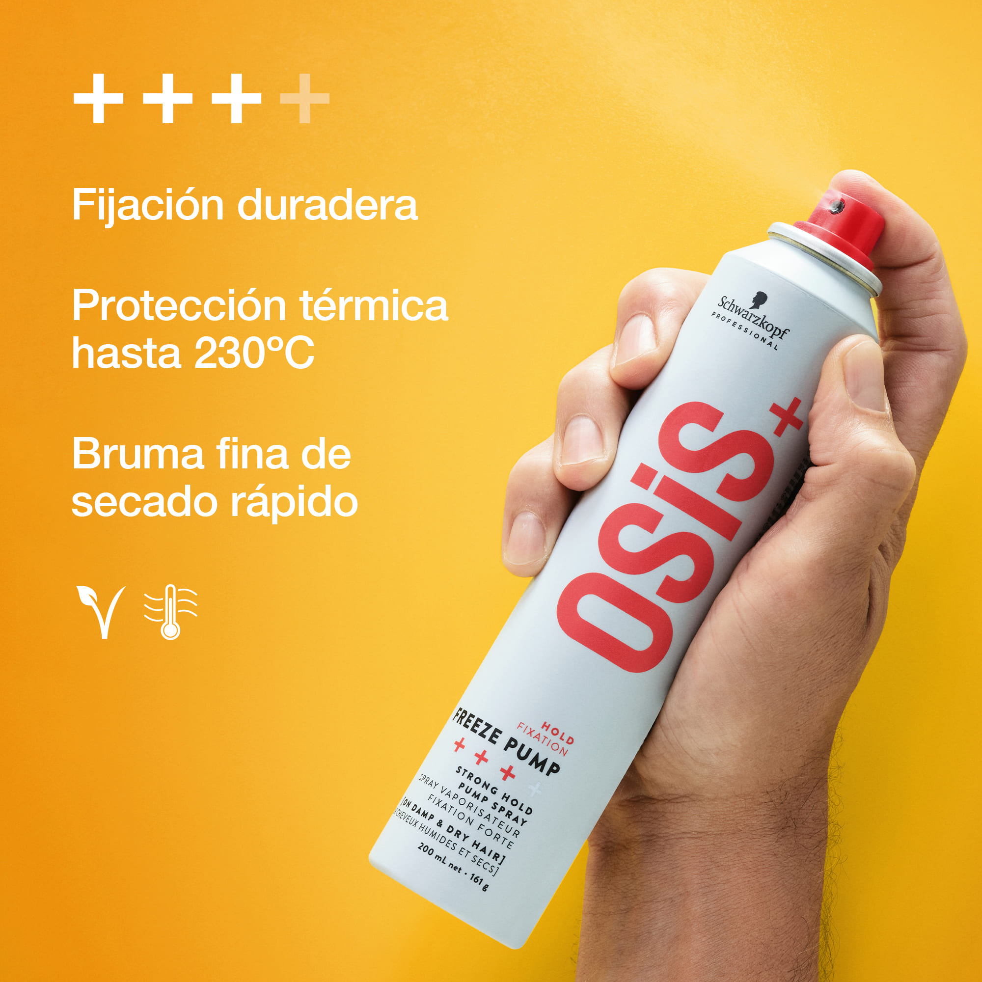 Schwarzkopf Osis+  - Laca ecológica FREEZE PUMP fijación fuerte 200 ml