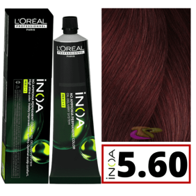 L`Oréal - Tinte INOA sin amoniaco 5.60 Castaño Claro Rojo Profundo 60 ml