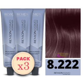 Revlon - Pack 3 Tintes REVLONISSIMO COLORSMETIQUE 8.222 Rubio Claro Malva Virtual 60 ml (Ker-Ha Complex)