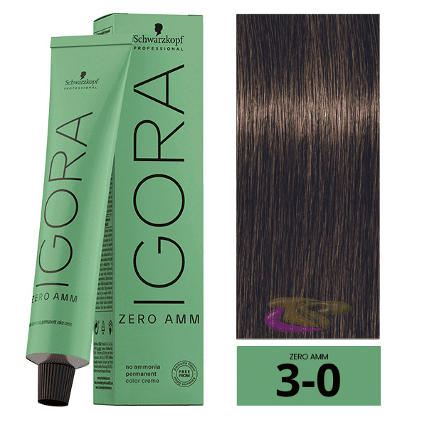 Schwarzkopf - Tinte Igora ZERO AMM (Sin Amoniaco) 3-0 Castaño Oscuro 60 ml