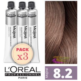 L`Oréal - Pack 3 Tintes MAJIREL 8.2 Rubio Muy Claro Irisado 50 ml
