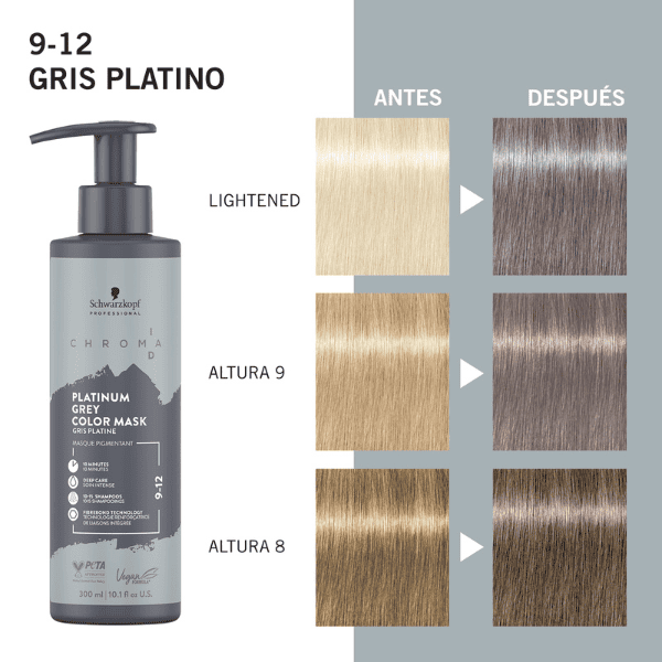 Schwarzkopf - Mascarilla Chroma ID Bonding de Color 9-12 GRIS PLATINO 300 ml