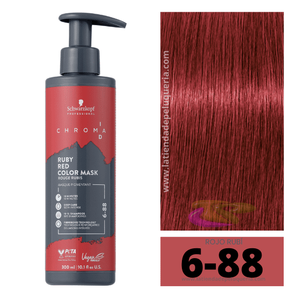 Schwarzkopf - Mascarilla Chroma ID Bonding de Color 6-88 ROJO RUBÍ 300 ml