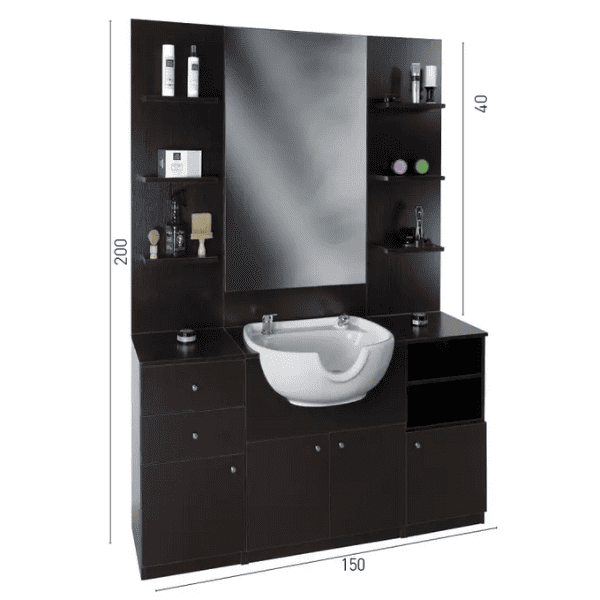 Italian Design - Tocador de BARBERÍA CON LAVACABEZAS (IDMBAR-1080A)