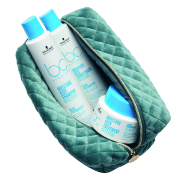 Schwarzkopf Bonacure - Pack Neceser MOISTURE KICK para HIDRATAR (champú 250 ml + mascarilla 200 ml + acondicionador 200 ml) NEW