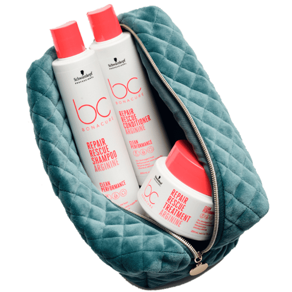 Schwarzkopf Bonacure - Pack Neceser REPAIR RESCUE para REPARAR (champú 250 ml + mascarilla 200 ml + acondicionador 200 ml) NEW