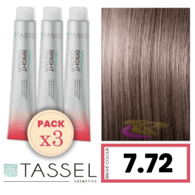 Tassel - Pack 3 Tintes BRIGHT COLOUR con Argán y Keratina Nº 7.72 RUBIO MEDIO MARRÓN BEIGE 100 ml
