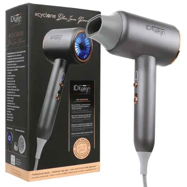 Italian Design - Secador iónico CYCLONE BLUE IONIC POWER 2200 watios + Difusor