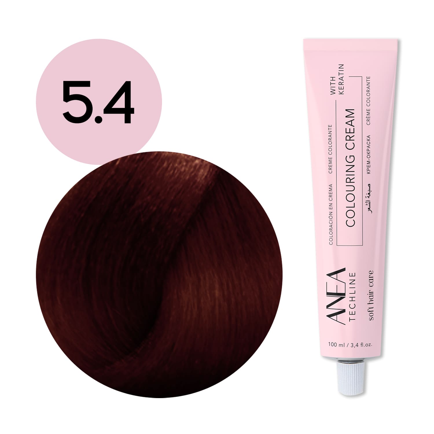 Anea Techline - Tinte con Queratina y Colágeno Nº 5.4 Castaño Claro Cobrizo 100 ml