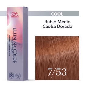 Wella - Tinte Illumina Color 7/53 Rubio Medio Caoba Dorado 60 ml