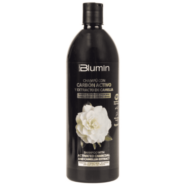 Blumin - Champú CARBÓN ACTIVO Y EXTRACTO CAMELIA (para cabellos secos con raíz grasa) 1000 ml