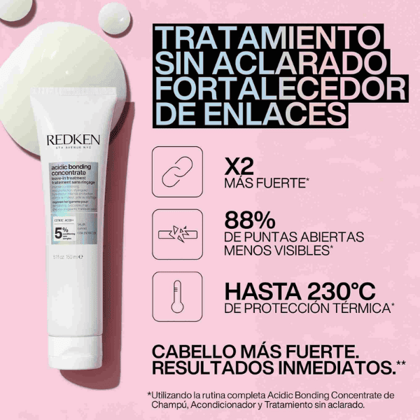 Redken - Tratamiento Sin Aclarado ACIDIC BONDING CONCENTRATE para Cabello Dañado, Seco y Químicamente Tratado 150 ml