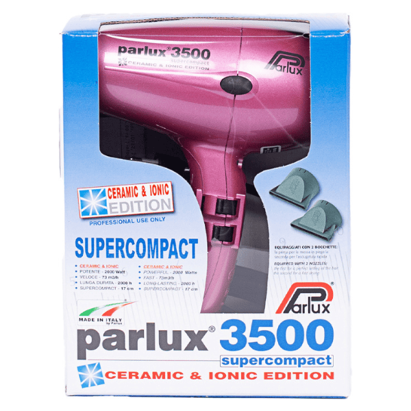Parlux - Secador de pelo 3500 SUPERCOMPACT IONIC Rosa 1960 watios