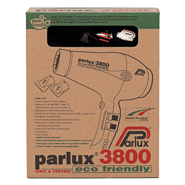Parlux - Secador de pelo 3800 ECO FRIENDLY IONIC CERAMIC Negro 2100 watios