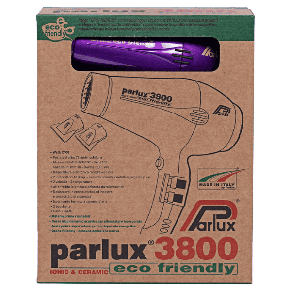 Parlux - Secador de pelo 3800 ECO FRIENDLY IONIC CERAMIC Violeta 2100 watios