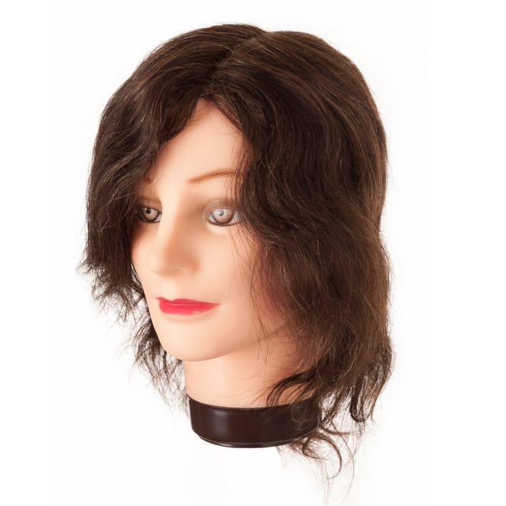 Eurostil - Cabeza MANIQUÍ mujer CABELLO NATURAL 15-18 CM con soporte (01455)