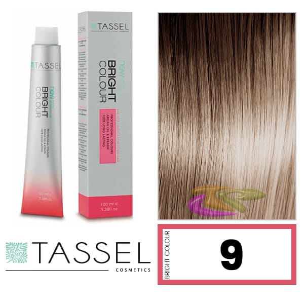 Tassel - Tinte BRIGHT COLOUR con Argán y Keratina Nº 9 RUBIO MUY CLARO 100 ml (03955)