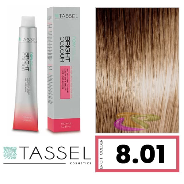 Tassel - Tinte BRIGHT COLOUR con Argán y Keratina Nº 8.01 RUBIO CLARO FRÍO 100 ml (03965)