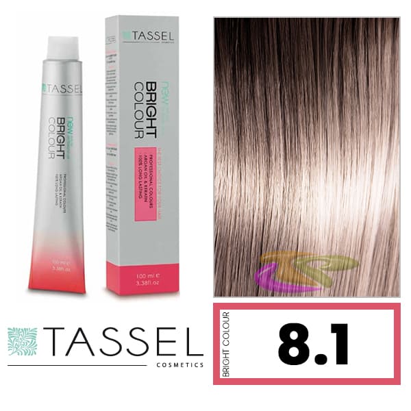 Tassel - Tinte BRIGHT COLOUR con Argán y Keratina Nº 8.1 RUBIO CLARO CENIZA 100 ml (03968)