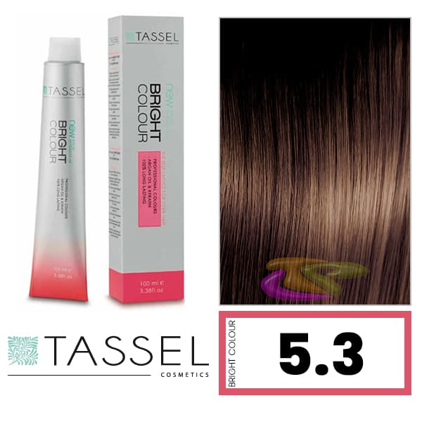 Tassel - Tinte BRIGHT COLOUR con Argán y Keratina Nº 5.3 CASTAÑO CLARO DORADO 100 ml (03977)