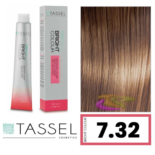 Tassel - Tinte BRIGHT COLOUR con Argán y Keratina Nº 7.32 RUBIO MEDIO DORADO BEIGE 100 ml (03980)