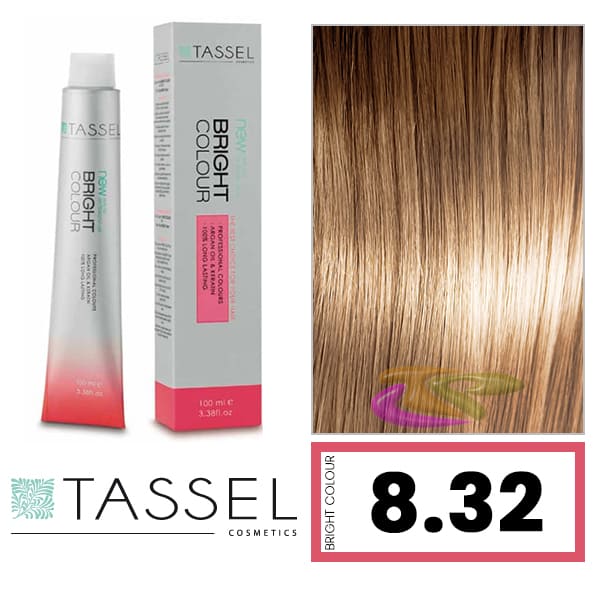 Tassel - Tinte BRIGHT COLOUR con Argán y Keratina Nº 8.32 RUBIO CLARO DORADO BEIGE 100 ml (03979)