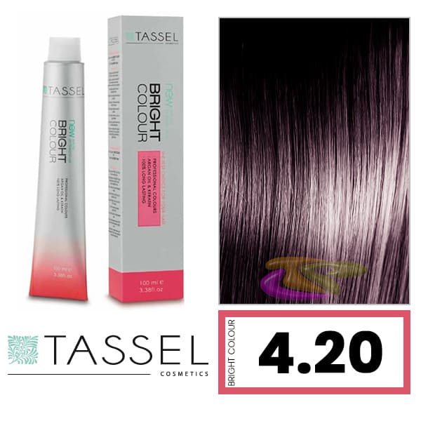 Tassel - Tinte BRIGHT COLOUR con Argán y Keratina Nº 4.20 CASTAÑO MEDIO VIOLETA 100 ml (03997)