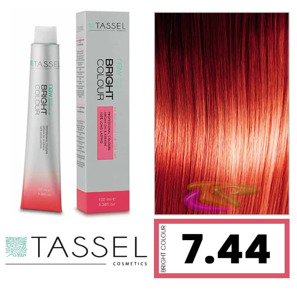 Tassel - Tinte BRIGHT COLOUR con Argán y Keratina Nº 7.44 RUBIO MEDIO COBRE INTENSO 100 ml (03989)