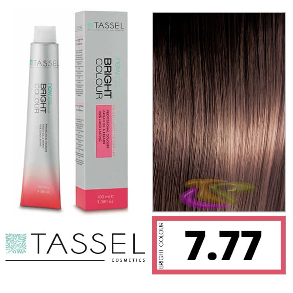 Tassel - Tinte BRIGHT COLOUR con Argán y Keratina Nº 7.77 RUBIO MEDIO CHOCOLATE 100 ml (03981)