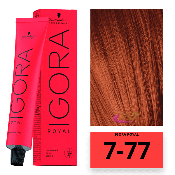 Schwarzkopf - Tinte Igora Royal 7/77 Rubio Medio Cobrizo Intenso 60 ml 