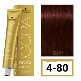 Schwarzkopf - Tinte Igora Royal Absolutes 4/80 Castaño Medio Rojo Natural 60 ml 