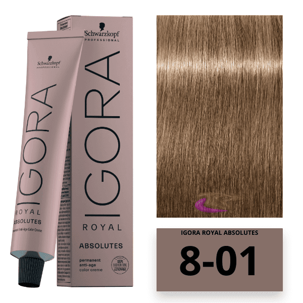 Schwarzkopf - Tinte Igora Royal Absolutes Age Blend 8/01 Rubio Claro Natural Ceniza 60 ml 