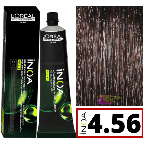 L`Oréal - Tinte INOA sin amoniaco 4.56 Castaño Claro Rojizo 60 ml