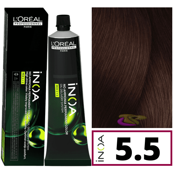 L`Oréal - Tinte INOA sin amoniaco 5.5 Castaño Claro Caoba 60 ml