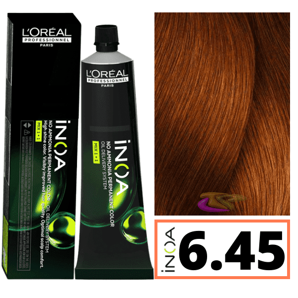 L`Oréal - Tinte INOA sin amoniaco 6.45 Rubio Oscuro Cobrizo Caoba 60 ml