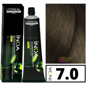 L`Oréal - Tinte INOA sin amoniaco 7.0 Rubio Cobertura Profunda 60 ml