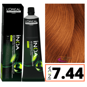 L`Oréal - Tinte INOA sin amoniaco 7.44 Rubio Cobrizo Profundo 60 ml