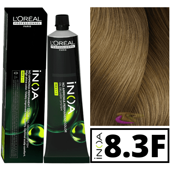 L`Oréal - Tinte INOA sin amoniaco 8.3F Rubio Claro Dorado Fundamental 60 ml