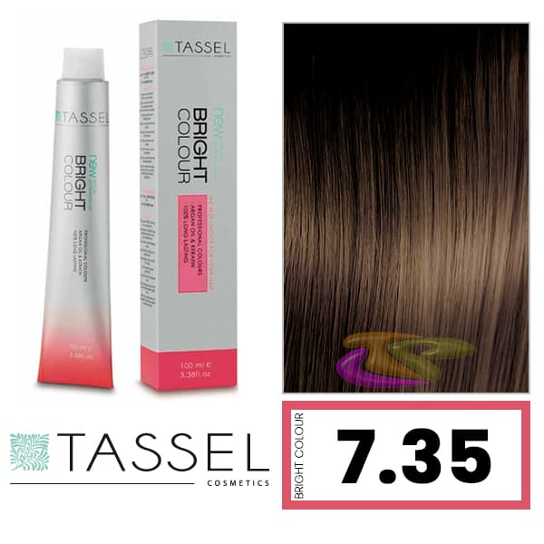 Tassel - Tinte BRIGHT COLOUR con Argán y Keratina Nº 7.35 RUBIO MEDIO DORADO CAOBA 100 ml (04604)