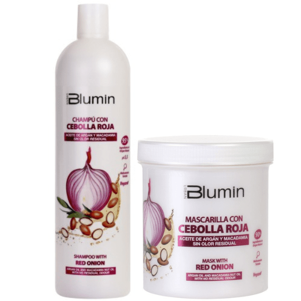 Blumin - Pack CEBOLLA ROJA (para cabellos finos con tendencia a grasa - Revitalizador) (Champú 1000 ml + Mascarilla 700 ml)