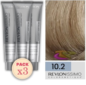 Revlon - Pack 3 Tintes REVLONISSIMO COLORSMETIQUE 10.2 Rubio Clarisimo Beige Irisado 60 ml