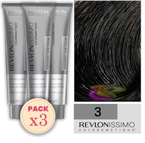 Revlon - Pack 3 Tintes REVLONISSIMO COLORSMETIQUE 3 Castaño Oscuro 60 ml