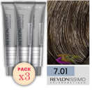 Revlon - Pack 3 Tintes REVLONISSIMO COLORSMETIQUE 7.01 Rubio Ceniza Natural 60 ml