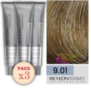 Revlon - Pack 3 Tintes REVLONISSIMO COLORSMETIQUE 9.01 Rubio Muy Claro Ceniza Natural 60 ml