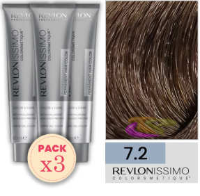 Revlon - Pack 3 Tintes REVLONISSIMO COLORSMETIQUE 7.2 Rubio Irisado 60 ml