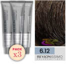 Revlon - Pack 3 Tintes REVLONISSIMO COLORSMETIQUE 6.12 Rubio Oscuro Perlado 60 ml