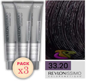 Revlon - Pack 3 Tintes REVLONISSIMO COLORSMETIQUE 33.20 Borgoña Oscuro Intenso 60 ml
