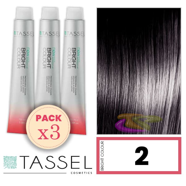 Tassel - Pack 3 Tintes BRIGHT COLOUR con Argán y Keratina Nº 2 MORENO 100 ml