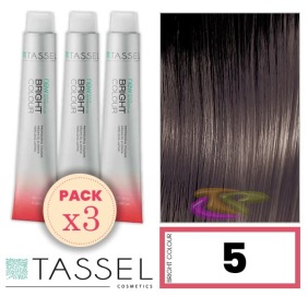 Tassel - Pack 3 Tintes BRIGHT COLOUR con Argán y Keratina Nº 5 CASTAÑO CLARO 100 ml