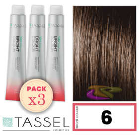 Tassel - Pack 3 Tintes BRIGHT COLOUR con Argán y Keratina Nº 6 RUBIO OSCURO 100 ml